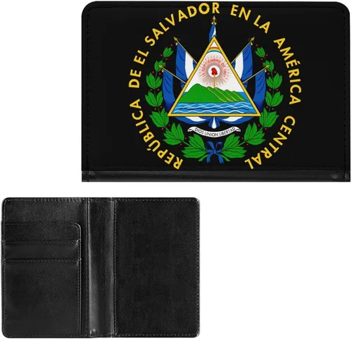 Vista 2 de Coats of Arms of El Salvador - Funda de piel sintética para pasaporte, organizador de documentos de viaje con ranura para tarjetas, Estilo, Mhxyzhw