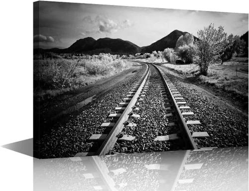 Vista 31 de Arte moderno para pared, lienzo, decoración del hogar, 1 panel, hermosas pistas rústicas de ferrocarril, arte de pared para sala de estar