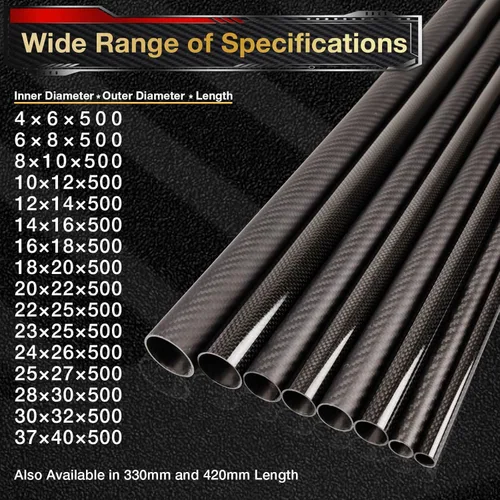 Vista 3 de ARRIS Tubos de Fibra de Carbono de 6 mm x 4 mm x 420 mm, Rollo Envuelto 100% Puro Redondo de Fibra de Carbono Hueca de 6 mm 3K para Cuadricóptero