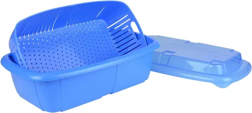 Vista 4 de Hutzler Cesta 3 en 1 para guardar frutas, colador y contenedor, 2 cuartos de galón, albaricoque