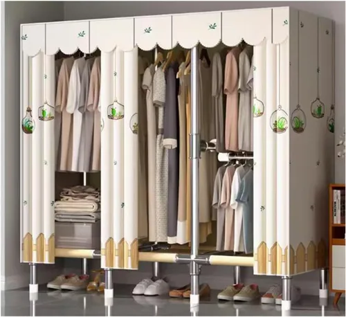 Vista 14 de Armarios grandes Armario grande de metal de acero Perchero de ropa Armario con riel de ropa Armarios para dormitorio de tela gruesa Armario portátil