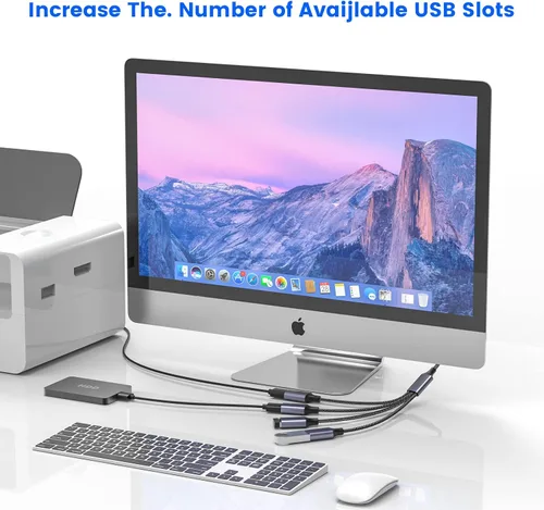 Vista 6 de MOGOOD Divisor USB, adaptador electrónico USB 2.0 de 4 puertos, concentrador USB multizócalo para transferencia de datos y carga de energía