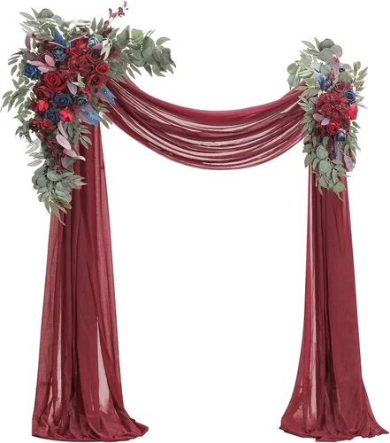 Vista 16 de Floroom Kit de Flores de Arco con Cortinas (Paquete de 4) - 2 piezas de Guirnalda Floral Artificial Rosa Rubor con 2 piezas de Tela Drapeada