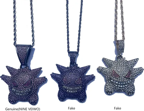 Vista 8 de NINE VEIWO Joyería de regalo para niños, unisex, exquisita, colgante de burbujas hip-hop, collar de gengar, cristal de diamantes de imitación