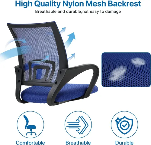 Vista 5 de Silla ergonómica de oficina para el hogar, silla de escritorio de malla con respaldo medio, silla de computadora con soporte lumbar, reposabrazos