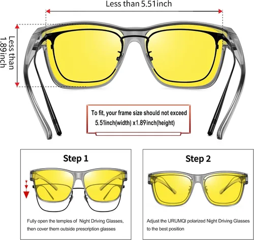 Vista 3 de URUMQI Gafas de conducción de visión nocturna para hombres y mujeres, lentes polarizados antirreflejos, lentes de alta definición amarillas