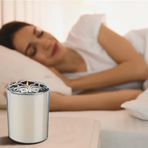 Vista 6 de Shellwei 4 piezas de velas perfumadas para quemar uniformemente cubiertas de metal plateado, cubierta decorativa para velas, tapas talladas