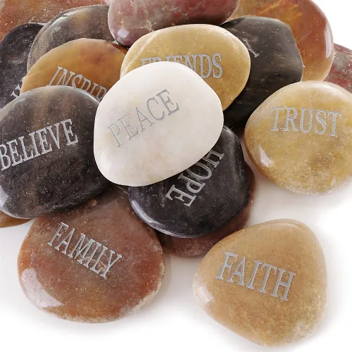 Vista 10 de 12 piedras para bricolaje grabadas inspiradoras piedras de jardín pulidas inspiradoras, estimulación natural, decoración curativa personalizada