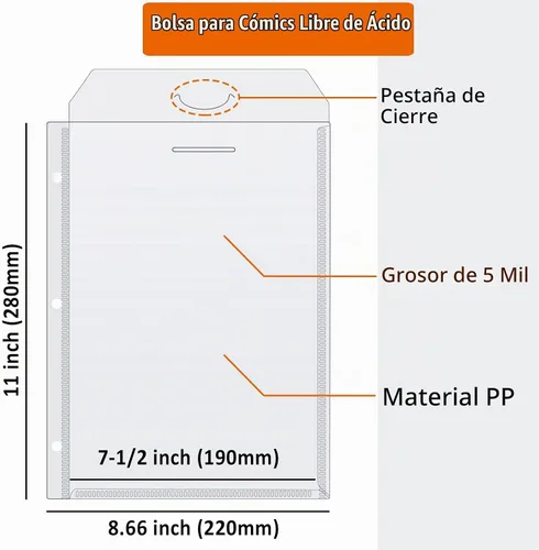 Vista 4 de Bolsas para cómics, fundas para encuadernación de cómics, paquete de 12 bolsas protectoras para cómics 12 fundas para carpeta