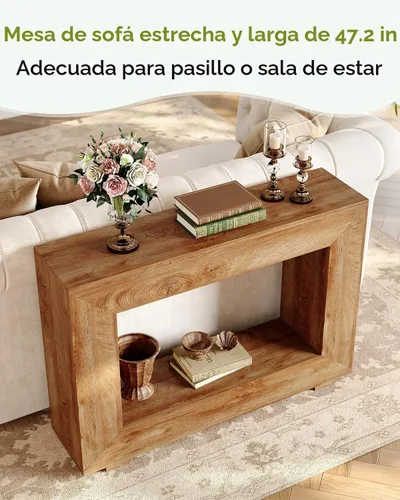 Vista 6 de LITTLE TREE - Mesa de consola de 47 pulgadas, mesa de sofá con almacenamiento, mesa moderna de entrada para pasillo, mesa estrecha y larga