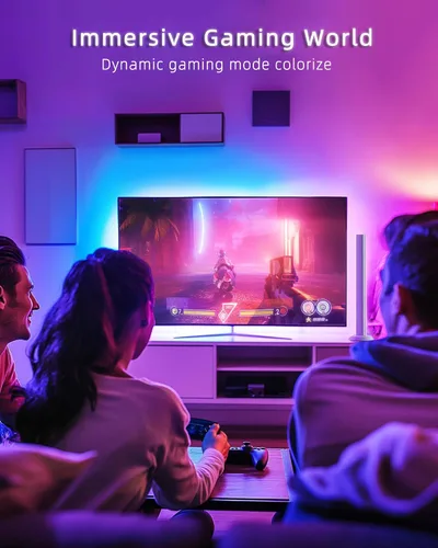 Vista 6 de Barra de luz LED inteligente, retroiluminación de TV, iluminación ambiental, compatible con Alexa, barra de luz RGB para habitación con 16 millones