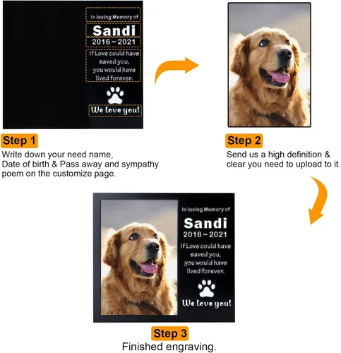 Vista 4 de Piedra sepulcral para mascotas para perros o gatos con placa grabada, piedra conmemorativa para césped y jardín, nombre personalizado y mensaje