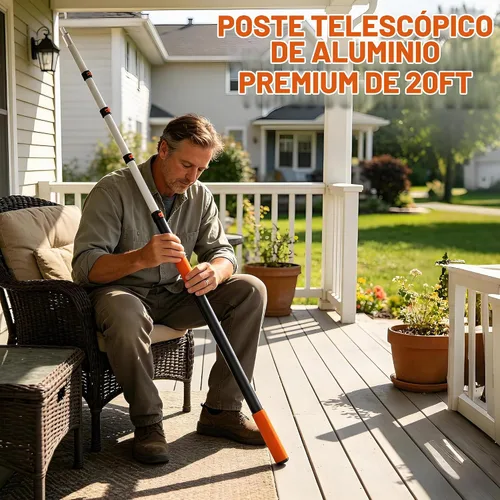 Vista 2 de Buyplus Poste telescópica de 26 pies de alcance, poste extensible de 5 a 20 pies, poste de extensión para rodillo de pintura, poste extensible