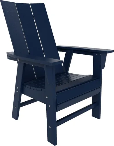 Vista 11 de HDPE Shoreside Modern Curveback Adirondack Silla de comedor, color negro