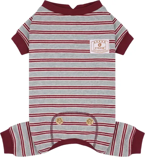 Vista 23 de KYEESE Pijama a rayas para perros pequeños, mameluco elástico para uso 01# Rayas verdes