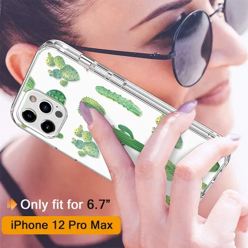 Vista 2 de Funda para iPhone 12 Pro Max con protector de pantalla, cuerpo completo transparente a prueba de golpes, diseño floral, para niñas y mujeres