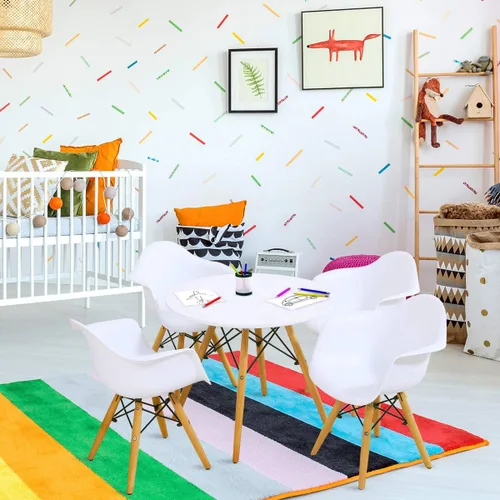 Vista 2 de Costzon Juego de mesa y silla para niños, juego de mesa de estilo moderno de mediados de siglo con sillones para niños pequeños, juego de mesa
