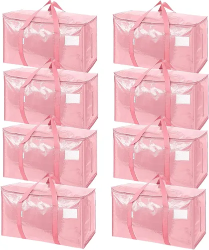 Vista 26 de TICONN Paquete de 2 bolsas de mudanza extra grandes resistentes con cremalleras y asas de transporte, bolsas de almacenamiento duraderas