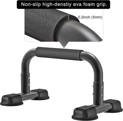 Vista 6 de Dolibest Push Up Bar, 12'' High Parallettes Bars with Wooden Handles, Stable and Comfortable Calisthenics Equipment, Suitable for Handstand, L-Sit