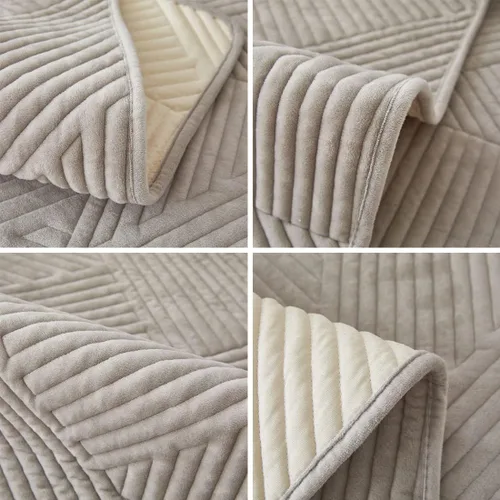 Vista 28 de vctops Funda de sofá de felpa de terciopelo acolchado geométrico, funda de sofá modular gruesa y suave, funda antideslizante para sofá, protector