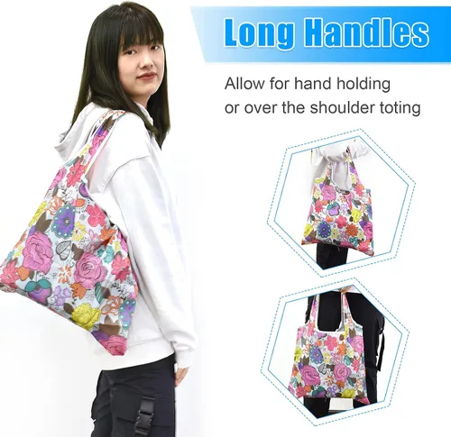 Vista 3 de 6 bolsas de comestibles reutilizables extragrandes de 50 libras, bolsas de compras plegables para comestibles, bolsa de playa, bolsas de nailon