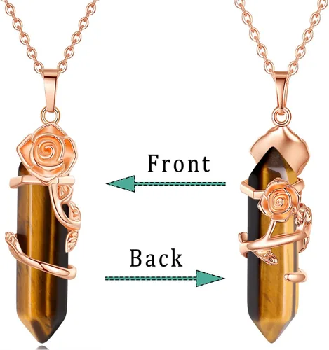 Vista 4 de MAIBAOTA Collar de cristal para mujer, collar con colgante de piedra natural, collar de joyería de piedras preciosas de cristal natural, regalo