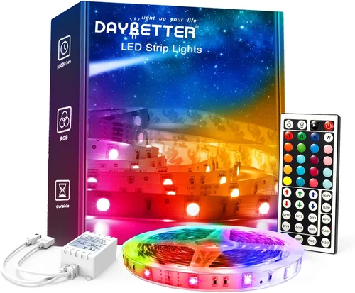 Vista 13 de DAYBETTER - Tiras de luces LED de 110 pies, tiras de iluminación inteligentes con control remoto de aplicación, luces RGB que cambian