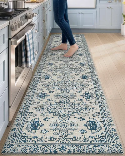 Vista 10 de DEXI Alfombrillas de cocina acolchadas antifatiga, 24 x 87 pulgadas, color Beige claro