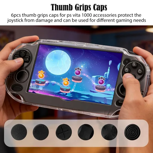 Vista 5 de JDGPOKOO 10 in 1 Accessories Kit for PS Vita 1000, Carrying Case for PSV 1000, Protective Case, Front and Back Screen Protectors, and 6Pcs Thumb