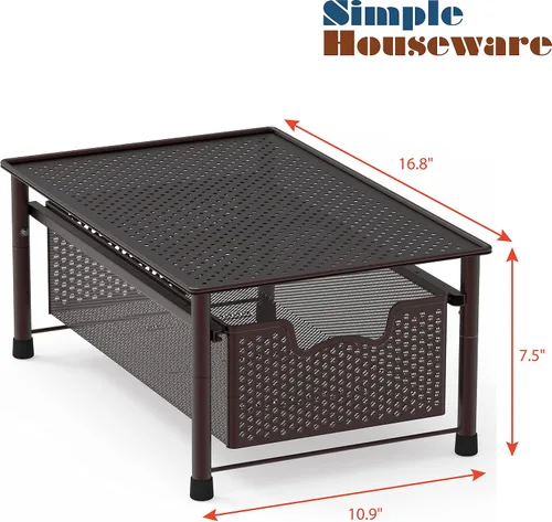 Vista 3 de Simple Houseware - Organizador con cajones de cesta apilables para gabinete, bronce