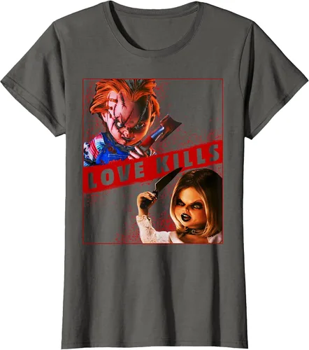 Vista 35 de Child's Play Chucky and Tiffany Love Kills T-Shirt Asphalt Grey