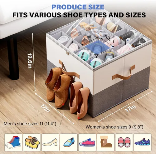Vista 3 de Dayacoco Paquete de 1 organizador de zapatos para armario, se adapta a hasta 16 pares, organizador plegable de almacenamiento de zapatos