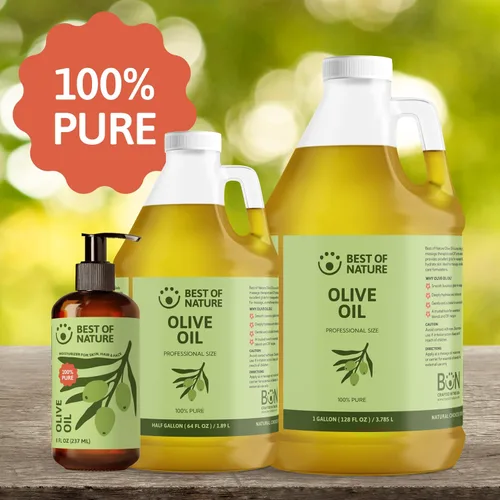 Vista 13 de Best of Nature Aceite corporal y masaje de oliva 100% puro, prensado en frío, natural y sin perfume para piel, cabello y baño, 8 onzas líquidas
