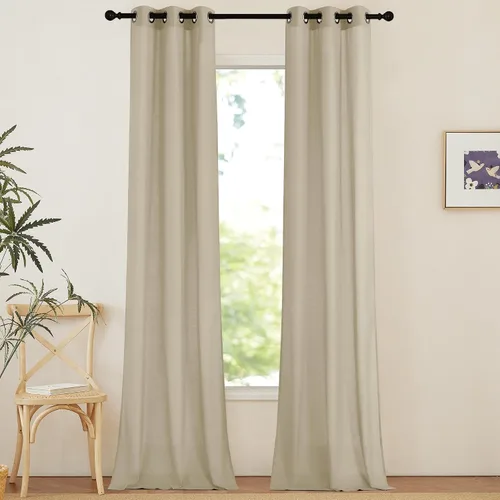 Vista 107 de NICETOWN - Cortinas de lino angora para ventana de cocina sobre el fregadero, con ojales, lino grueso angora, tratamientos cortos para ventanas