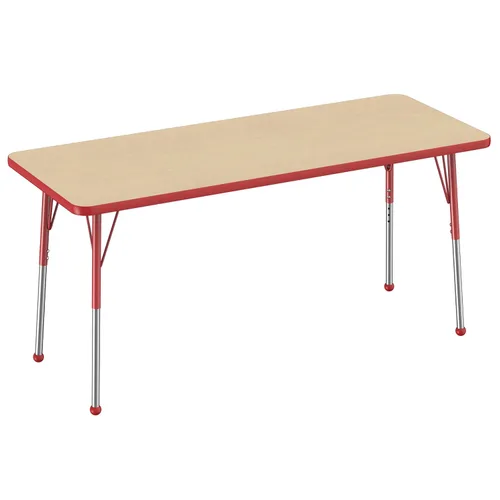 Vista 89 de FDP - Mesa rectangular para actividades escolares y de oficina (24 x 36 pulgadas), patas estándar con deslizadores giratorios, altura ajustable