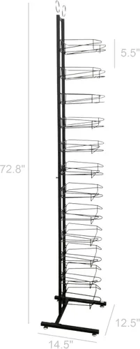 Vista 2 de FixtureDisplays Estante de exhibición de sombreros de 12 niveles 12.5 "de ancho x 75" de alto x 14.5" de profundidad 18165-NEGRO-NEW-NPF