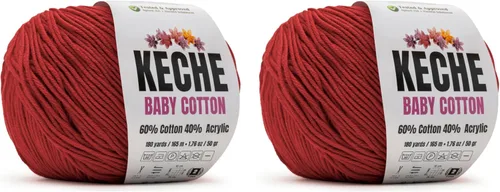 Vista 107 de Keche Hilo de Algodón, 60% Algodón 40% Hilo Acrílico, Hilo de Algodón Suave para Crochet y Tejer, Hilo Amigurumi 1 Madeja/Bola 1.76 Oz (50g) / 180