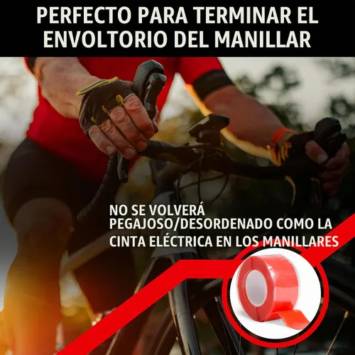 Vista 6 de Domain Cycling - Cinta de manillar de bicicleta - Cinta impermeabilizante de silicona autofusible - Rollo de 10 pies de cinta de manillar Negro
