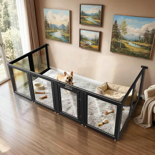 Vista 61 de FXW AuraSpace - Cerca acrílica para perros pequeños, para interiores, 24 pulgadas, 2 paneles, incluye 1 puerta y 1 panel, color negro