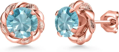 Vista 250 de Gem Stone King Aretes de plata de ley 925 de 0.236 in con piedra natal redonda para mujer