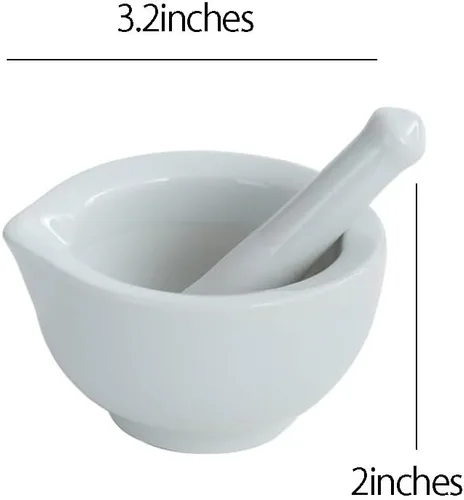 Vista 2 de 123Arts Mini mortero y mortero de cerámica, trituradora de píldoras, amoladora de especias, herramienta de cocina Negro