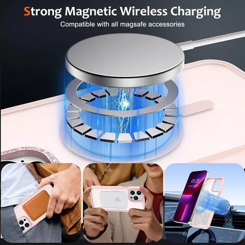 Vista 1112 de Anuck - Funda magnética para iPhone 11 compatible con MagSafe, carcasa trasera mate translúcida dura, borde de TPU, delgada, resistente a impactos