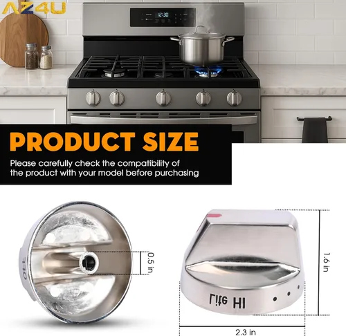 Vista 6 de AZ4U 5 piezas DG64-00473A - Perilla para horno, compatible con Samsung Gas Range NX58F5700WS NX58K7850SS NX58H5600SS NX58J7750SS NX58M6850SS