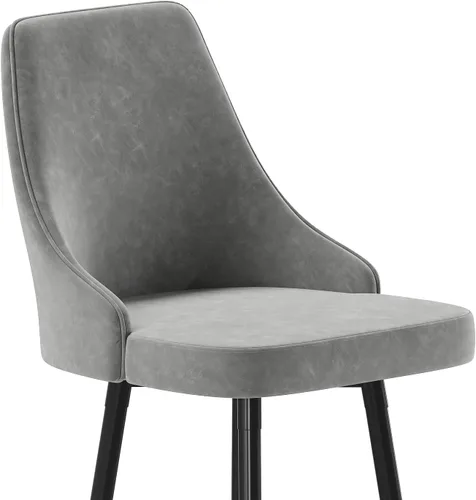 Vista 7 de Flash Furniture Shelly - Juego de 2 taburetes de bar comerciales de altura de mostrador, tapicería LeatherSoft gris, marcos de metal negro, 26