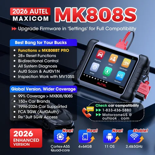 Vista 2 de Autel MaxiCOM MK808 OBD2 herramienta de diagnóstico con todas las funciones de servicio y sistema incluso reajuste de aceite, EPB, BMS, SAS, DPF