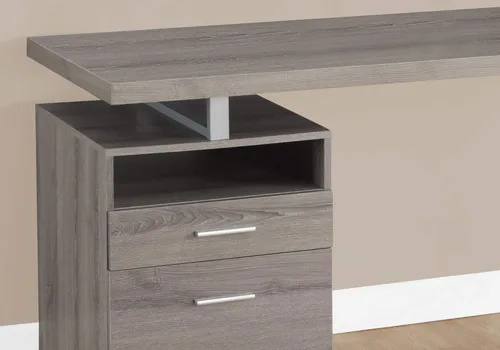 Vista 4 de Monarch escritorio para computadora de metal, Madera Gris topo oscuro