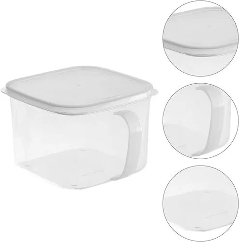 Vista 2 de HANABASS 2 recipientes de plástico cuadrados para almacenamiento de alimentos, organizador con mango de tapa, recipientes de plástico