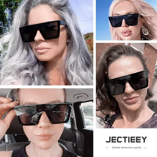 Vista 2 de Jectieey Oversized Square Sunglasses for Women Men Trendy Flat Top Sun Glasses Siamese Shades UV Protection