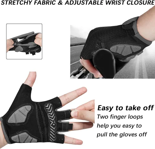 Vista 4 de MOREOK Guantes de ciclismo para hombresmujeres-almohadilla de gel de 0.197 in Guantes de ciclismo de medio dedo para ciclismo, levantamiento