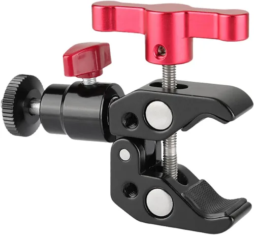 Vista 6 de CAMVATE Super Clamp Articulado Mini Ball Head Mount con 1/4-20 Tornillo para Cámara DSLR Accesorios DIY (Rojo) - 1669